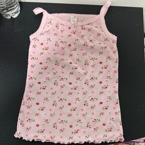 Light Pink Floral Tank Top with Ruffled Trim